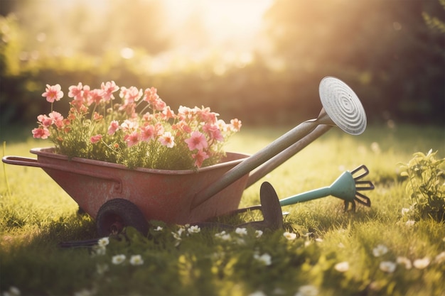 ガーデニング ベゴニアの花のコンセプトの背景