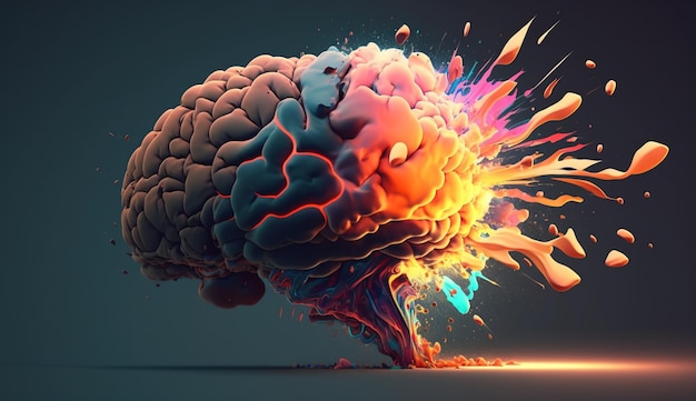 Concept brain explosion illustration Generative AI