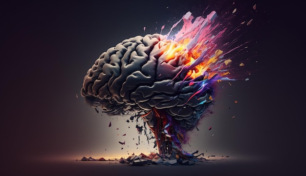 Concept brain explosion illustration Generative AI