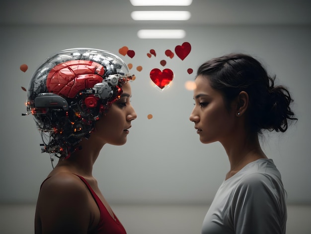 Photo a concept of brain vs heart in life