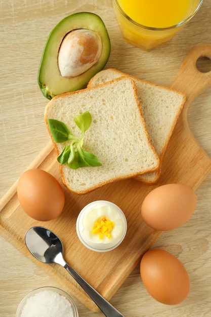 Concept of breakfast with tasty homemade sandwich