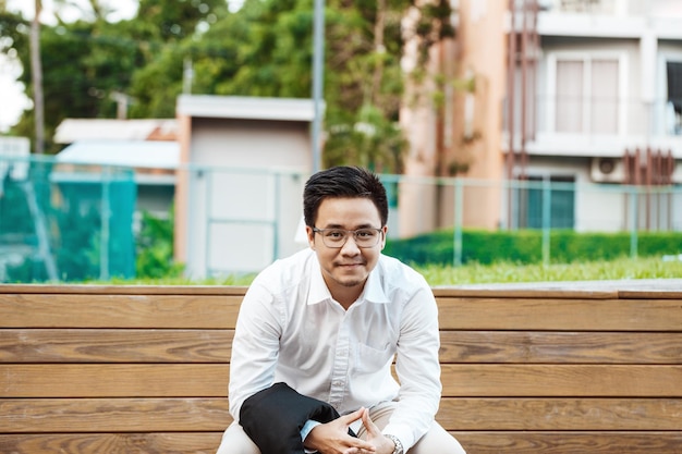 Concept Business Handsome asian Business man ready to go for work