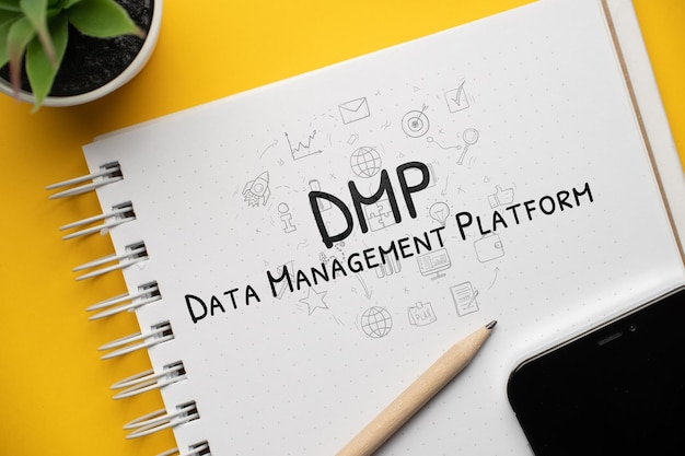 Фото Концепция бизнес-маркетинга аббревиатура dmp или платформа управления данными