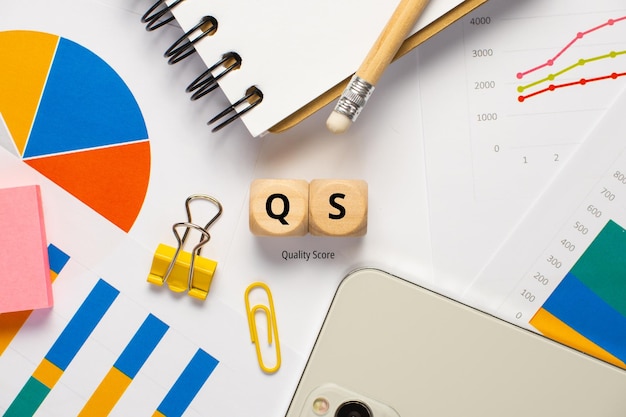 Concept business marketing acronym QS or Quality Score