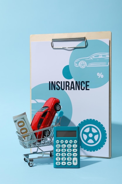 Concept of car purchase and insurance with toy car