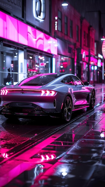 A Concept Car With NeonLit Body Panels Wallpaper