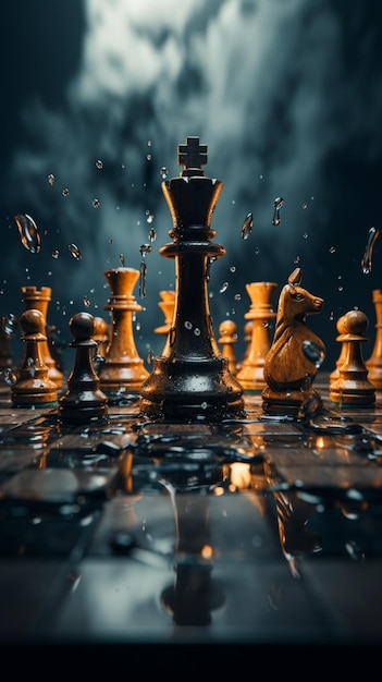 Premium AI Image  The concept of a fierce chess battle sparks creative and  strategic ideas Vertical Mobile Wallpaper