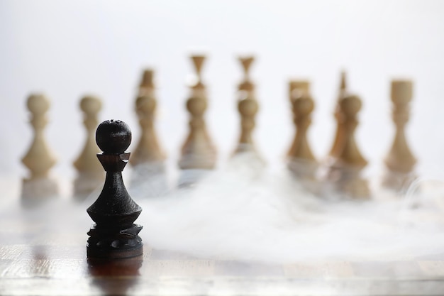 The concept of the chess game at the thoughts of the battlefield