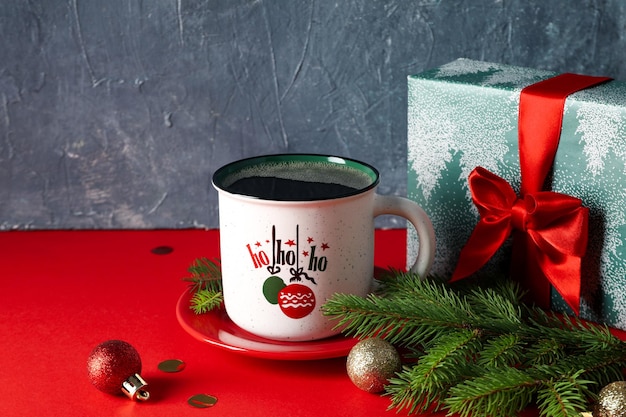 Concetto di natale e felice anno nuovo natale caffè