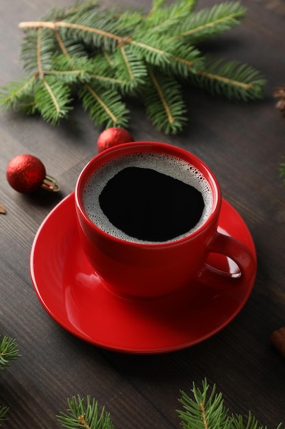 クリスマスと新年あけましておめでとうございますクリスマス コーヒーの概念