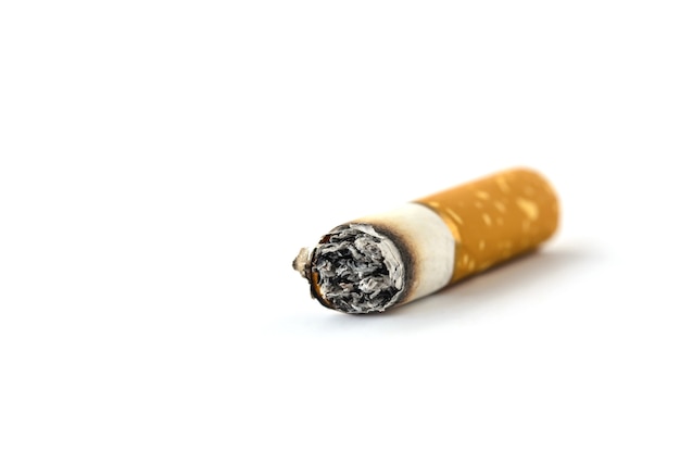 Concept cigarette stop smoke on white background isolated