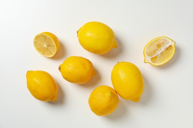 Concept of citrus fruit lemon top view