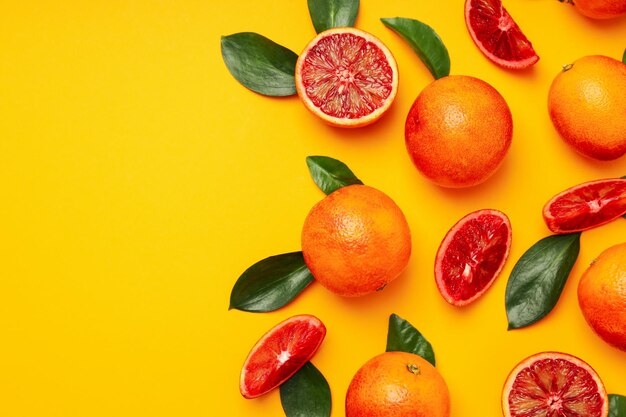 Concept of citrus with red orange space for text