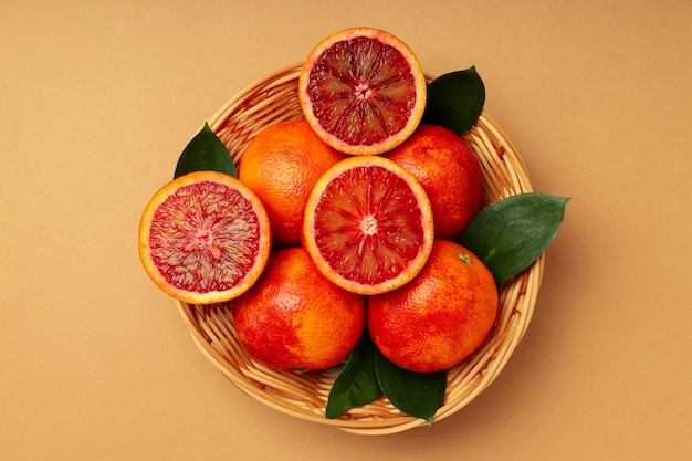 Concept of citrus with red orange top view