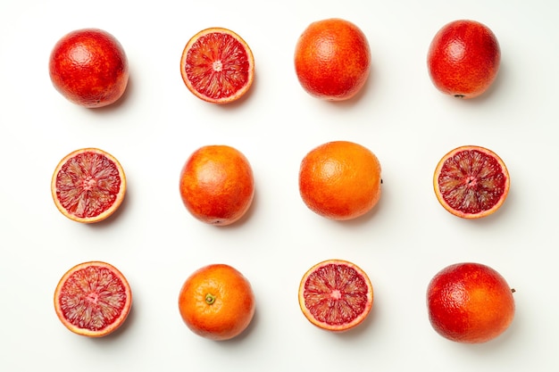 Concept of citrus with red orange top view