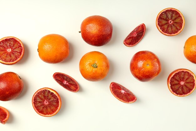 Concept of citrus with red orange top view