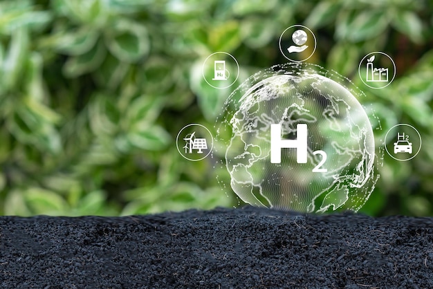 Photo concept for clean hydrogen energy the environment friendly industry and alternative energy future climatefriendly energy solutions for achieving net zero greenhouse gas emissions