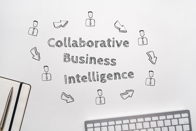 Concept Collaborative Business Intelligence Text on the table with icons of abstract persons around
