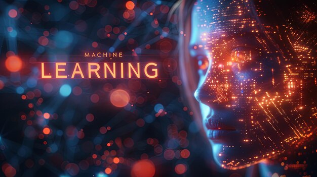 Concept for a commercial background image on the topic of machine learning Banner for advertising AI