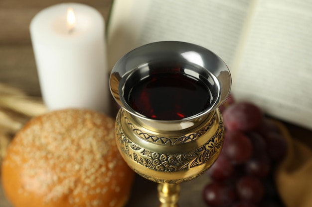 Concept or composition of Eucharist close up