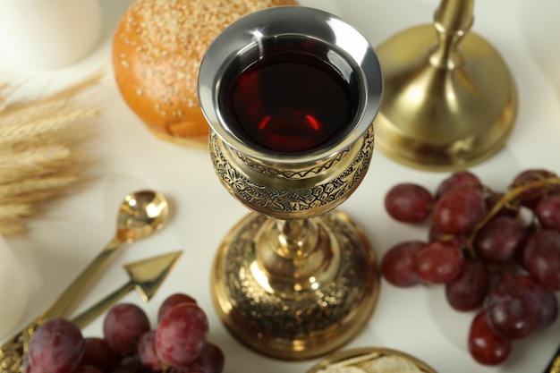 Concept or composition of Eucharist close up