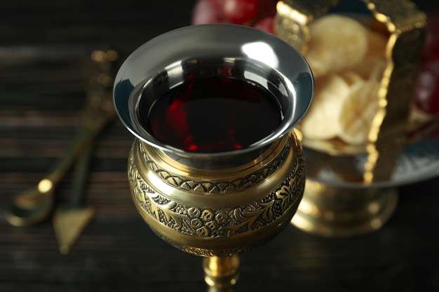 Concept or composition of Eucharist close up