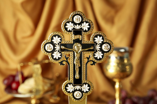 Concept or composition of Eucharist close up