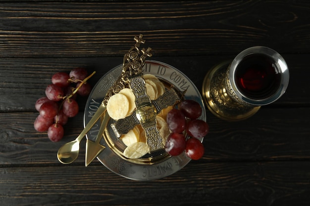 Concept or composition of Eucharist top view