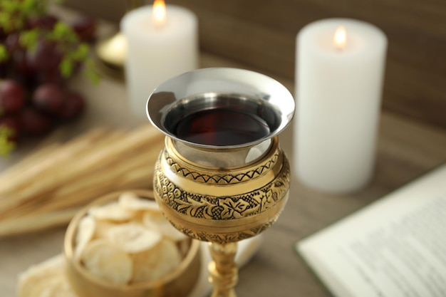 Concept or composition of Eucharist with different accessories