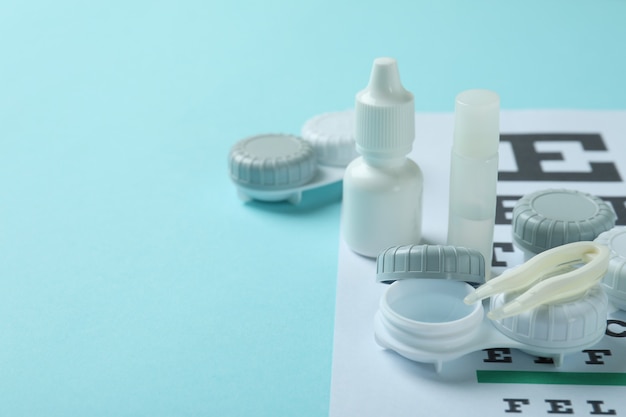 Concept of contact lenses for eyes, health care