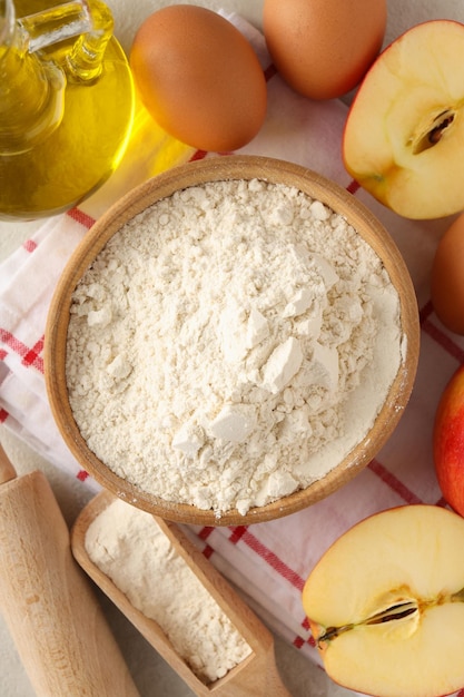 Concetto di cottura della torta o della torta vista dall'alto