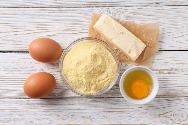 ケーキやパイの上面図を調理する概念