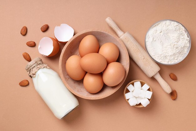 Concetto di cottura della torta o della torta vista dall'alto