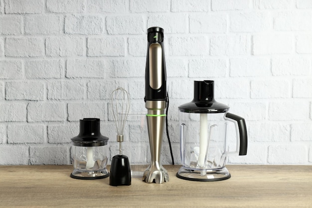 Photo concept of cooking food with blender cooking accessories