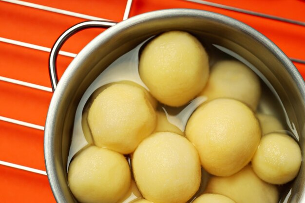 Concept of cooking with boiled young potatoes