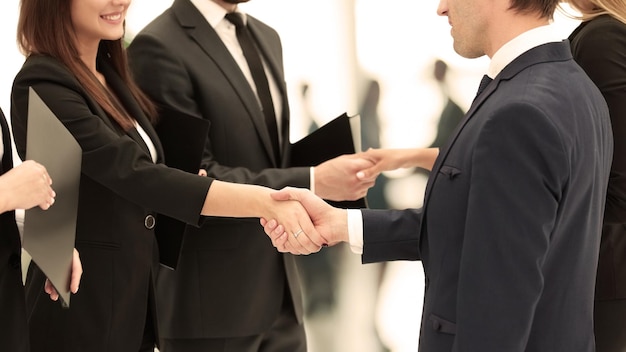 Concept of cooperationhandshakes when meeting business partners