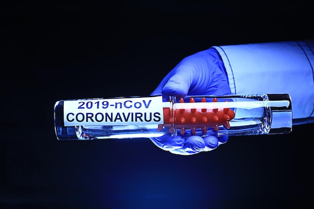 concept coronavirus 2019-ncov, virus in vitro biohazard test