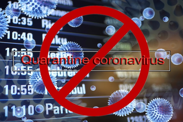 concept coronavirus flight ban airport deportation sick quarantine contamination danger