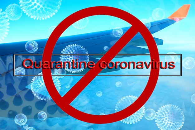 concept coronavirus flight ban airport deportation sick quarantine contamination danger