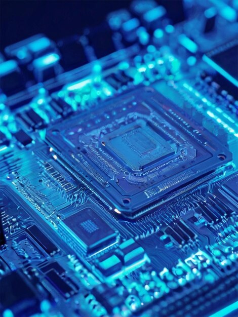 Concept CPU microchip for ai and data network Closeup View