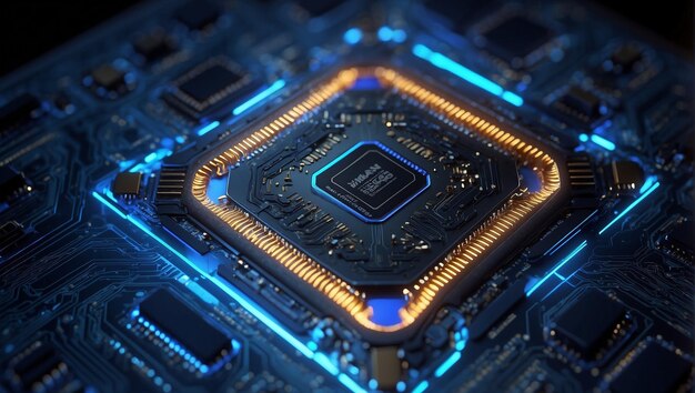 Foto concept cpu microchip voor ai en datanetwerk closeup