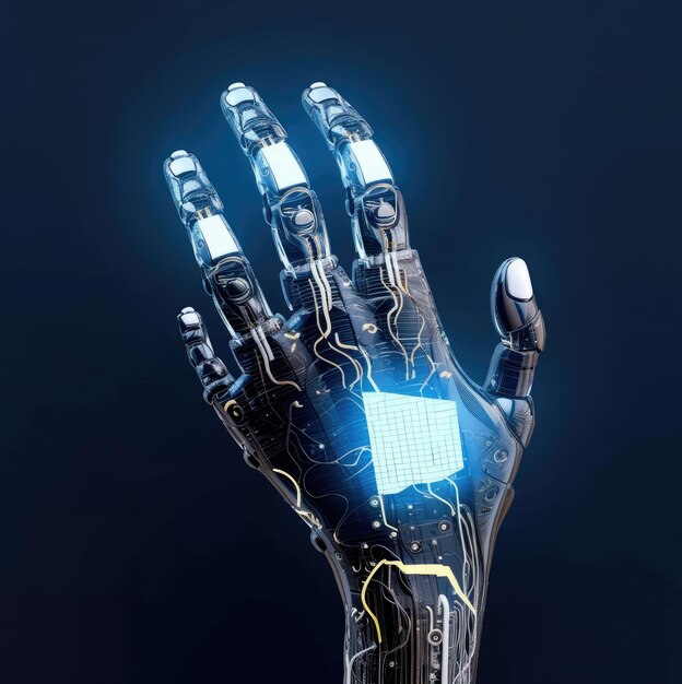 Concept of cyber hand closeup
