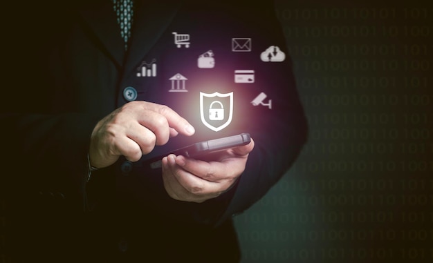 Концепция кибербезопасности в мобильных или планшетных транзакциях Интернет-безопасность Защита от кражи личных данных Бизнес-финансы Интернет-магазины защита личной информации