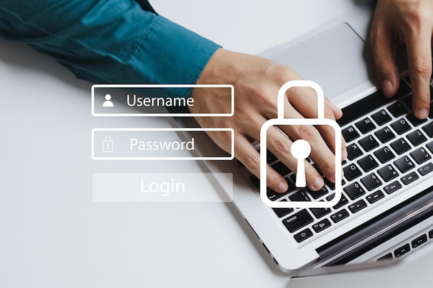 concept of cybersecurity cybersecurity and login and password information security and encryption secure internet access future technology and cybernetics