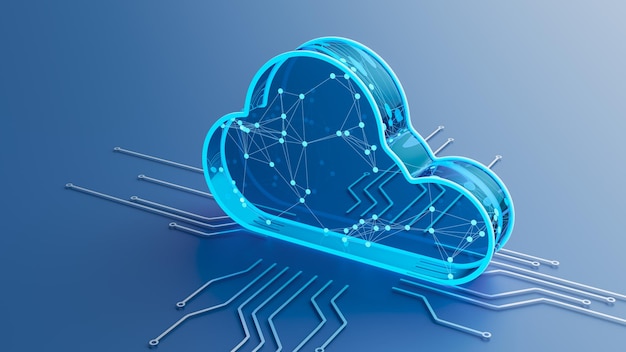 Concept dat het idee van cloud computing 3D-rendering vertegenwoordigt
