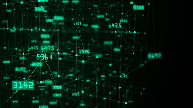 the concept of data connection in the blockchain network digital cyberspace data flow background network connections structure big data visualization 3d rendering