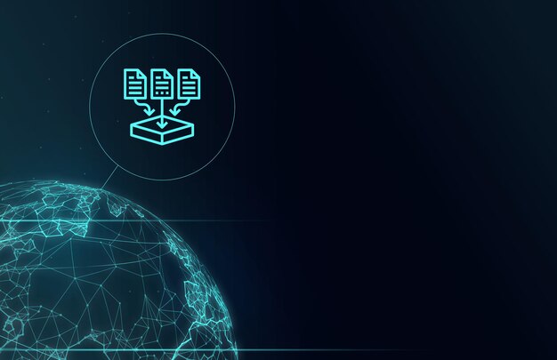 The concept of data storage in cyberspace cloud with files modern technology