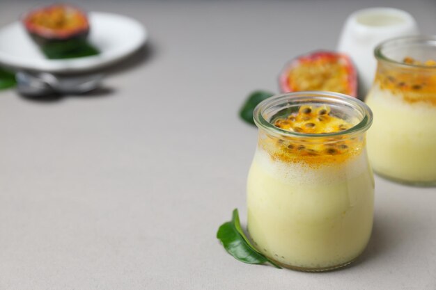 Concept of delicious food Passion fruit mousse