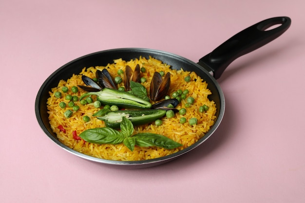 Concept of delicious food with Spanish Paella