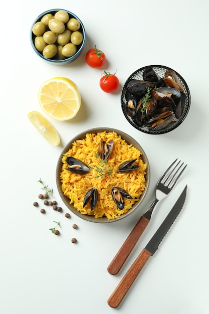 Concept of delicious food with Spanish Paella